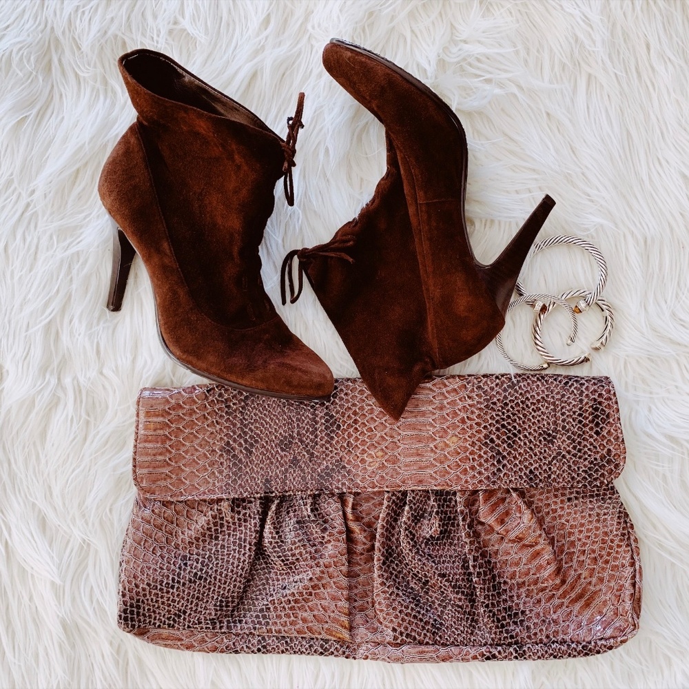 Calvin Klein Sadee Dark Brown Suede Booties